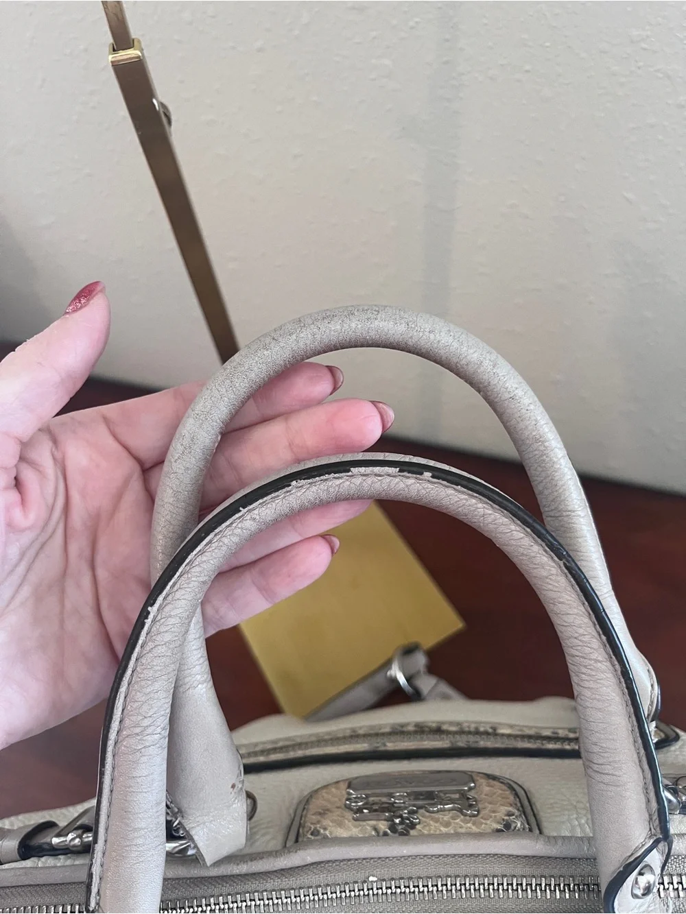 Authentic  Coach Madison Embossed Sophia Satchel in Cream Python style 19631